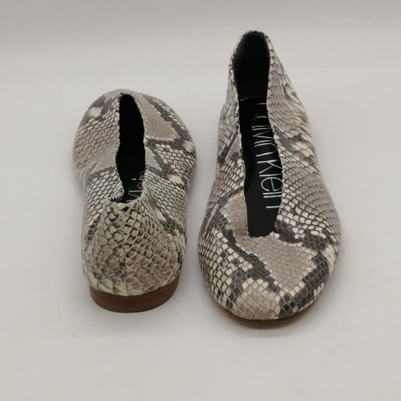 Calvin Klein Womens Flats Multicolor‎ Snakeskin Slip On Ballet Round Toe 6 - Picture 3 of 9